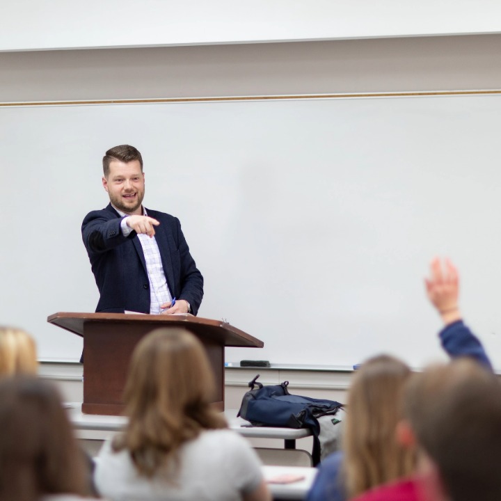 Dr. Flatt in classroom