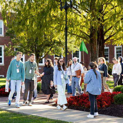 Student taking preview day tour