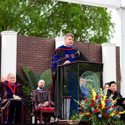 Dustin Bruce at graduation