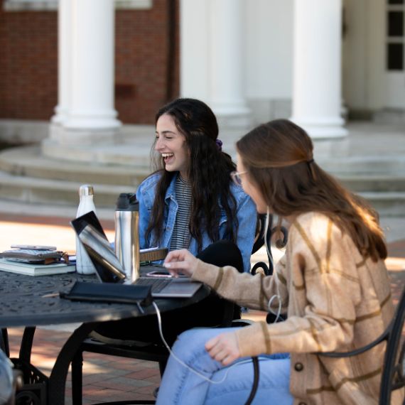 female students enjoying campus