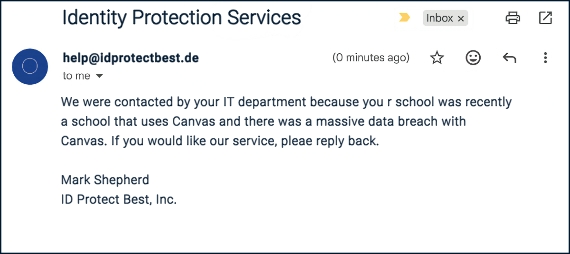 An example of a phishing email.