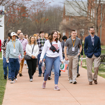 Boyce Preview Day participants walking on campus