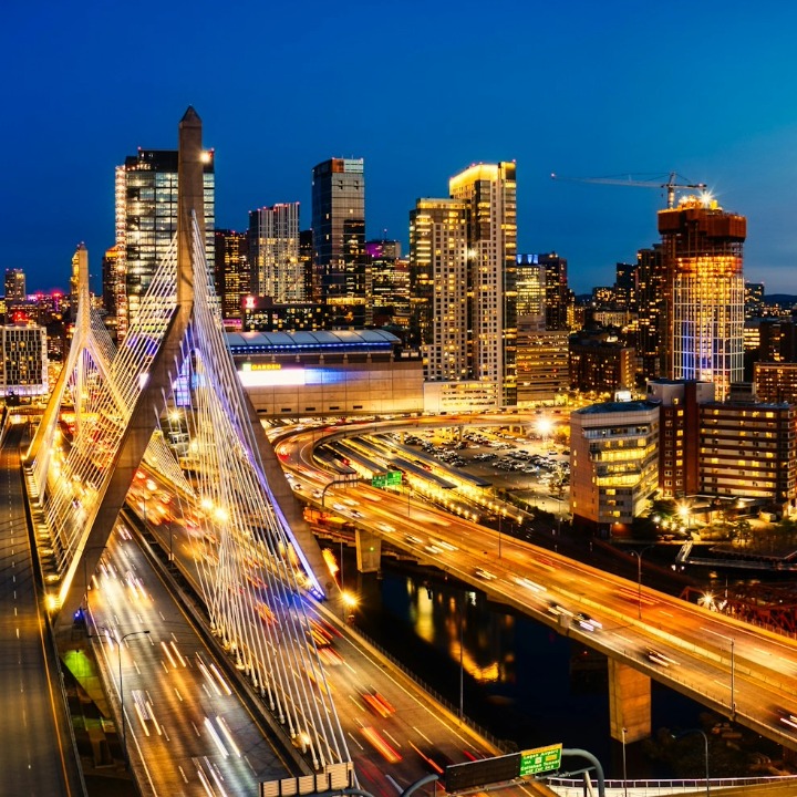 Boston skyline at night