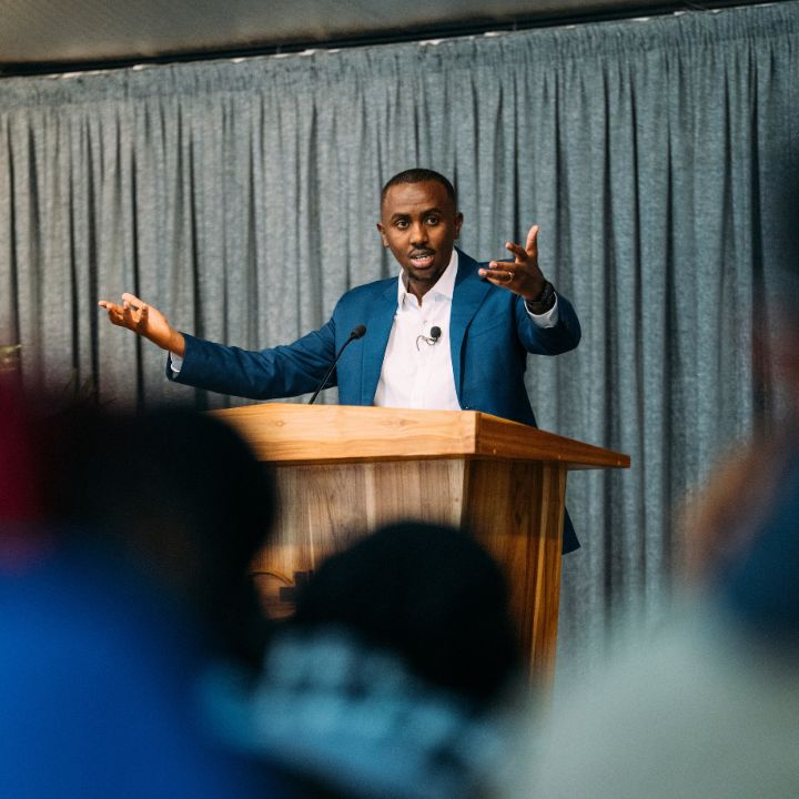 Man preaching in overseas church